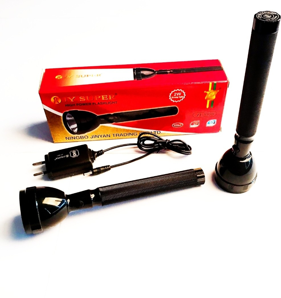 jy-super High Power Long Life Flashlight - Rechargeable LED Torch with Two Bulb LED Torch with Very light weight & super sharp flash with very genuine product in this prise range Torch (Multicolor : Rechargeable) Torch image 1
