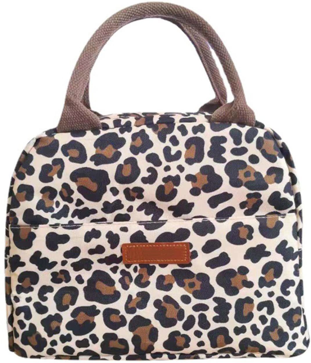 Lunch Bag Tote Bag for Women Printed (Leopard)-27.5x21.5x17CM Waterproof Lunch Bag-image-2