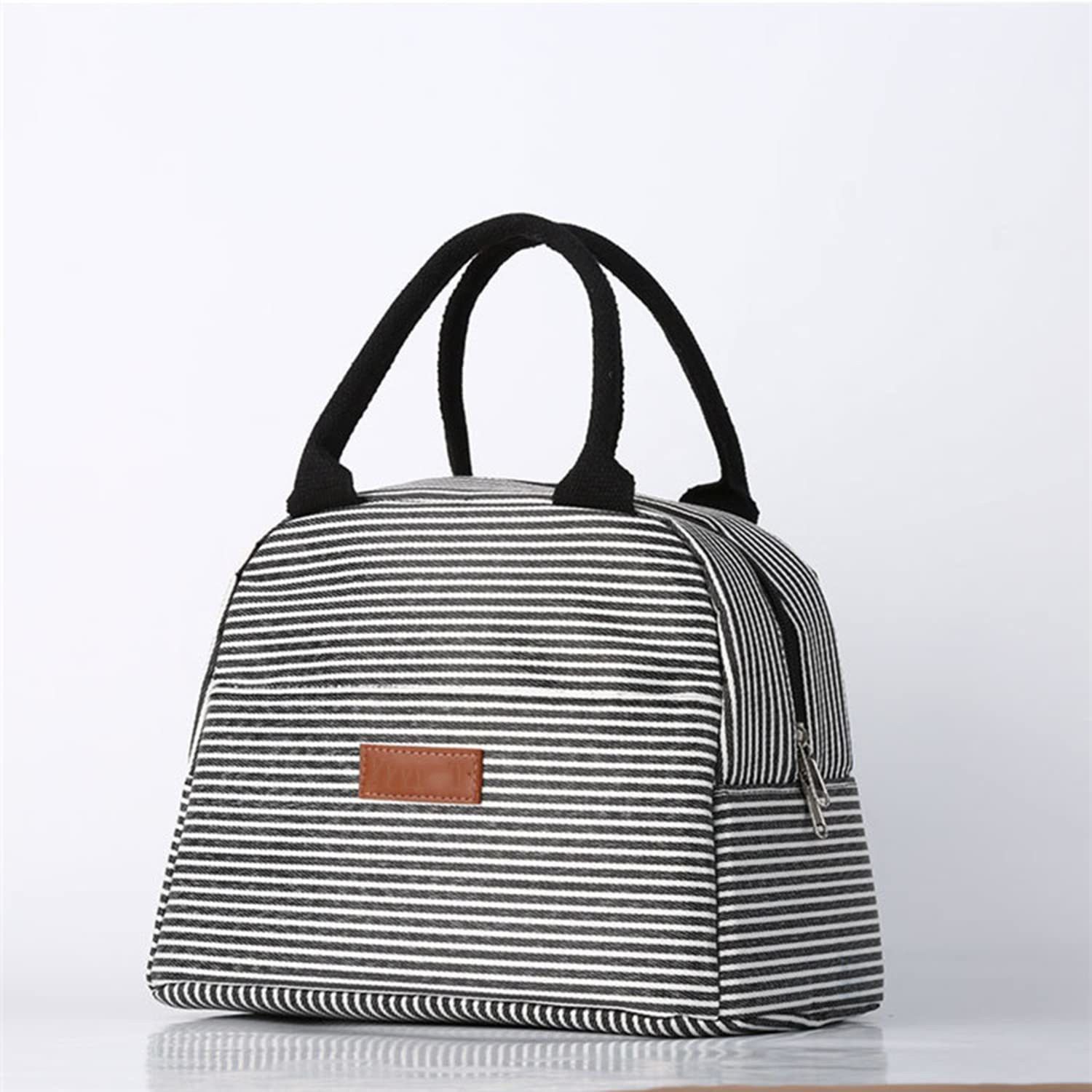 Lunch Bag Tote Bag for Women Printed (White/Black Stripes)-27.5x21.5x17CM Waterproof Lunch Bag-image-37