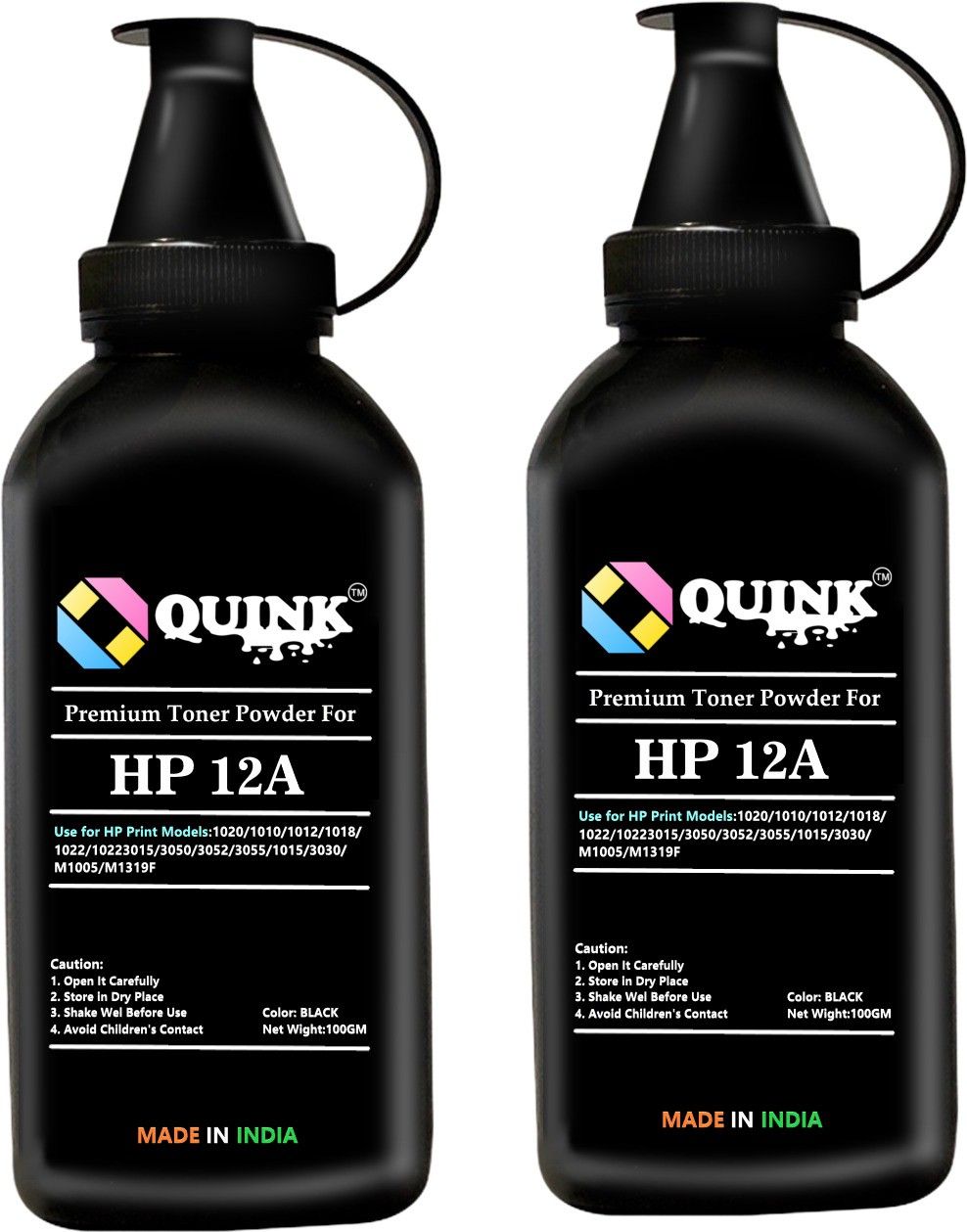 QUINK QUINK REFILL TONER POWDER 100GM FOR HP 12A Q2612A TONER CARTRIDGE Black - Twin Pack Ink Toner Powder-image-29
