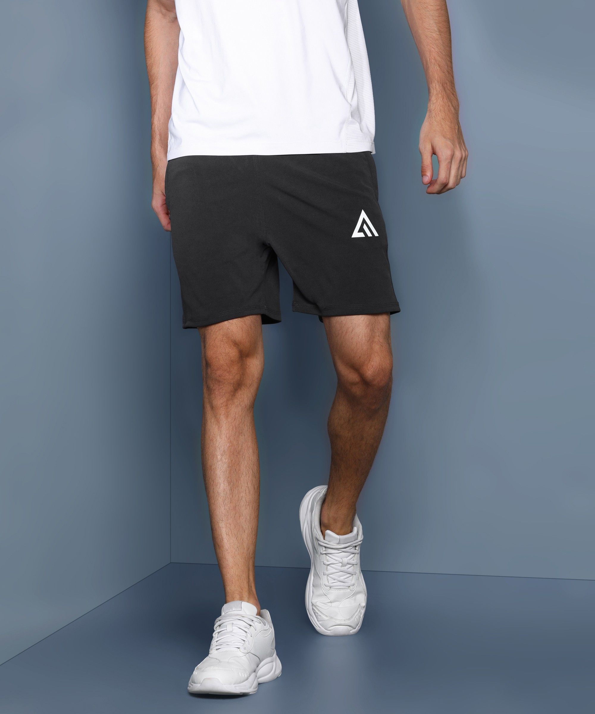 Solid Men Grey Sports Shorts