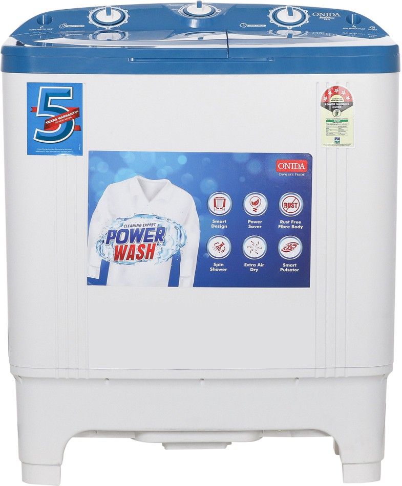 onida 6.5 kg 5 Star Semi Automatic Top Load Blue, White-picture-12