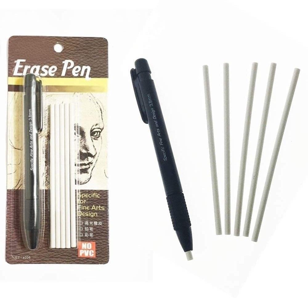 kandle Eraser Pen Mechanical Refillable 3.8mm Erase Pen with 5 Eraser Refills for Non-Toxic Eraser-picture-18