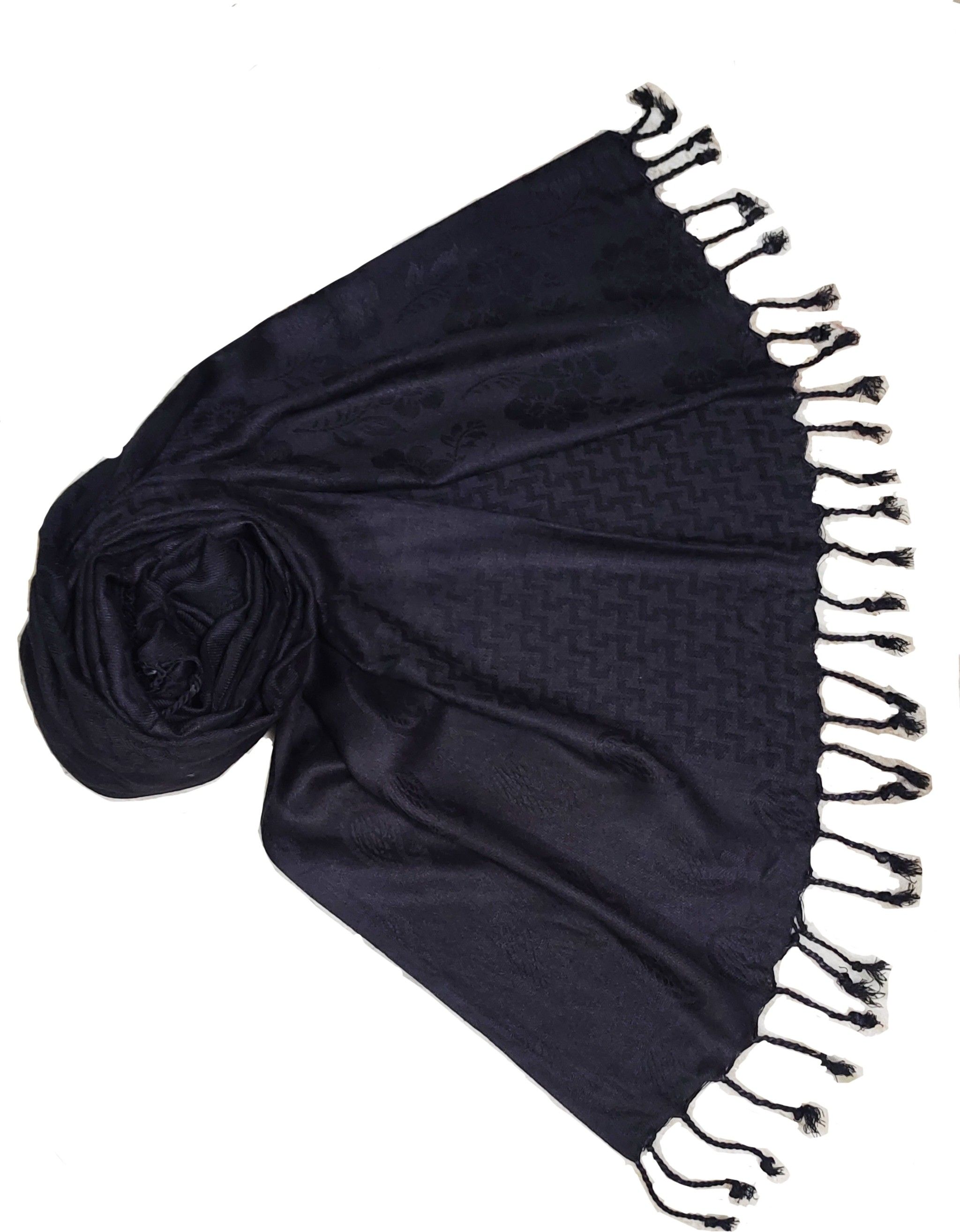 Self Design Viscose Women Black Fancy Scarf, Scarf, Stole-image-48