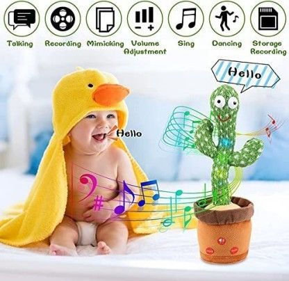 Talking & Dancing Cactus Toy for Babies Children Singing. (Green)