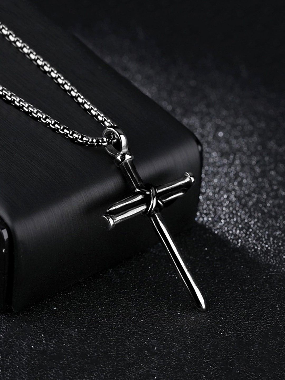yellow chimes Stainless Steel Classic Black Holy Cross 24" Link Chain Pendant for Men and women Stainless Steel Pendant-picture-13