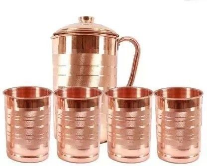 1 Liter Copper Jug 4 Glass 250 ML Jug Glass Set-image-29