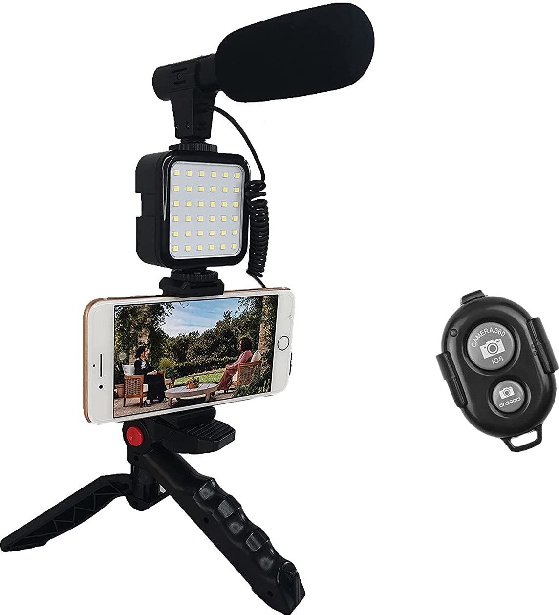 MJ Hub Outdoor Home LED Light Wireless Remote Microphone Multifunctional Tripod Camera Tripod Kit-image-42