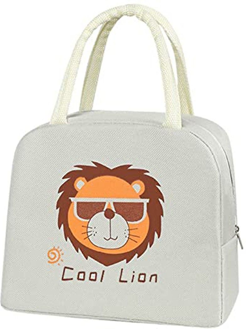 house of quirk Lunch Bags Small for Women Work, Student (Grey Rose Flower) Waterproof Lunch Bag-picture-14