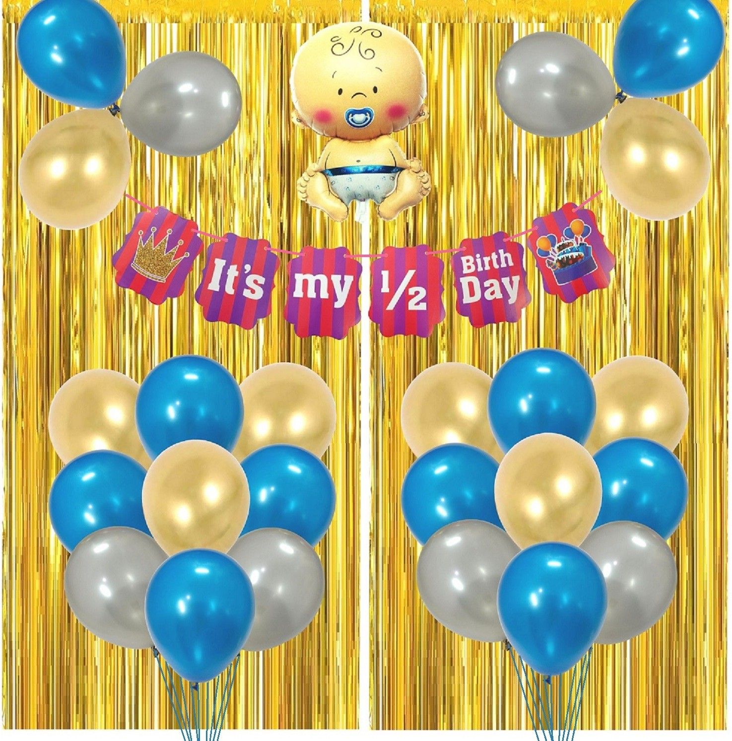 agk Its My Half Birthday Decorations Set, Balloons, 6 Month Birthday Set-picture-10