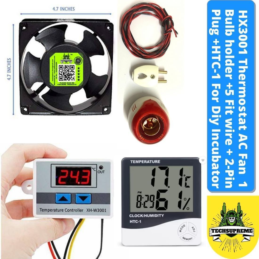 techsupreme W3001 Digital Temperature Controller+ AC FAN for DIY Incubator Temperature Sensor and Controller Electronic Hobby Kit-picture-46