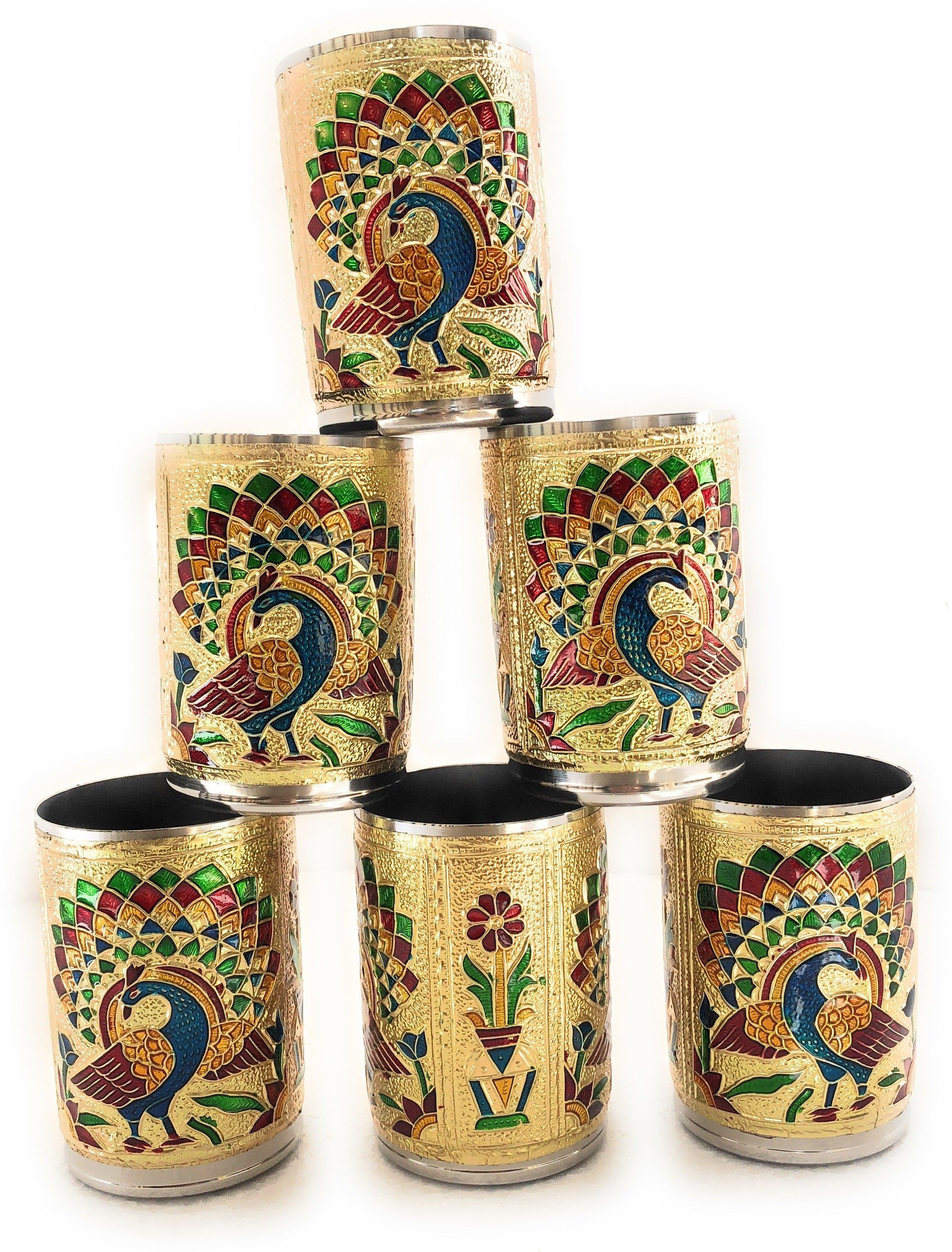 navrang (Pack of 6) Glass Set Meenakari, Water Glass, Juice Glass Glass Set Water/Juice Glass-picture-15