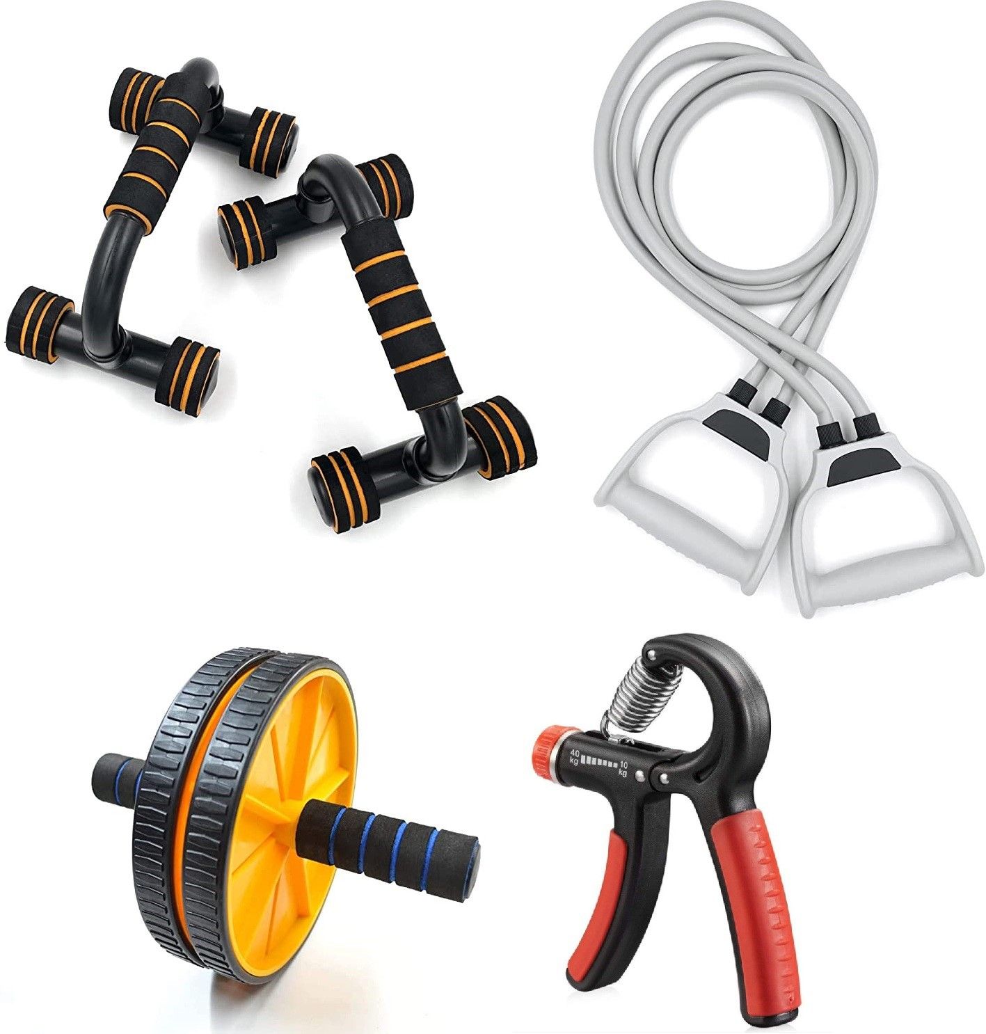 For Home Gym Fitness Double Toning Tube,Hand Gripper,Push-Up Bar & Ab Roller Fitness Accessory Kit Kit-image-25