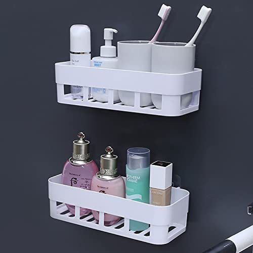 heymak 2PC Bathroom Organizer Shempu Stand, Kitchan Wall mounted Shelves Plastic Wall Shelf-picture-22