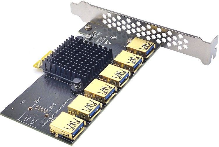 Etzin 6 in 1 PCI-E Riser Adapter Board 1 to 6 PCI-E 1X Express USB3.0 PCI-E DDR2 1 GB NVIDIA Chipset 60 bit 60 MHz Graphics Card