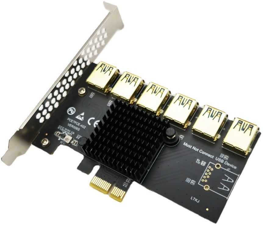 Etzin PCI-E 1 to 6 Riser Card,PCI-E 1X to External 6 PCI-E USB 3.0 Adapte DDR2 1 GB NVIDIA Chipset 6 bit 60 MHz Graphics Card