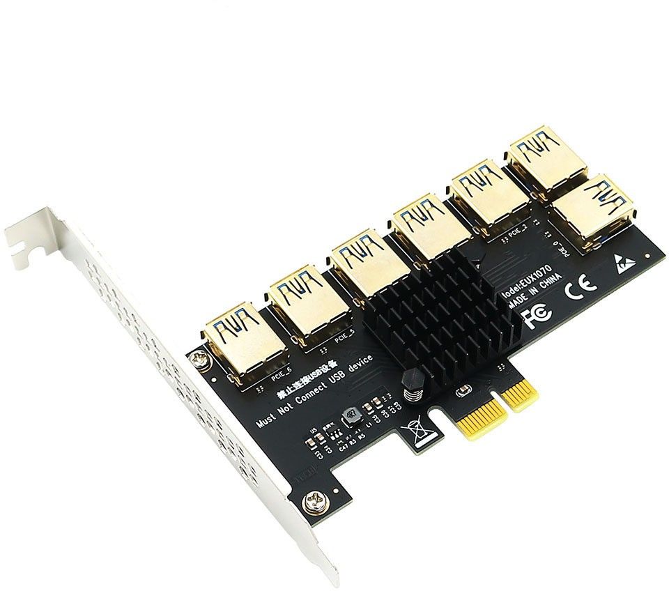 Etzin PCIE 1 to 7 USB 3.0 Slot PCI-E PCI Express Riser Card 1x to 16x Adapter 4.5 inch pci-image-33