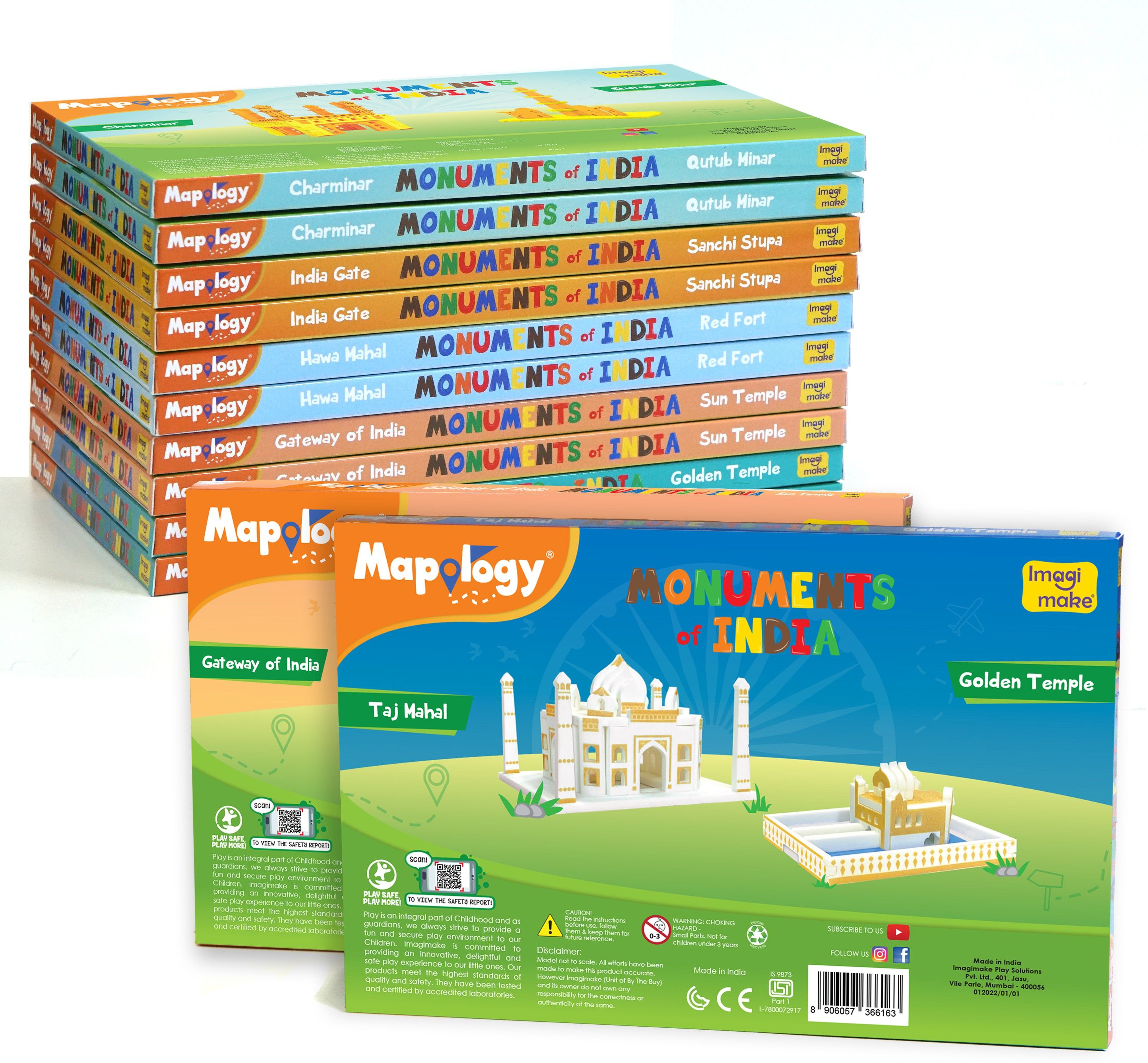 imagimake Mapology Monuments Mini Set- Model Making- Assorted Design- Pack of 12- 5 Years+-picture-20