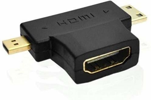BIGWHEEL Black Hdmi Female to Mini and Micro Hdmi Male Adapter T-Shape Converter Phone Converter-image-23