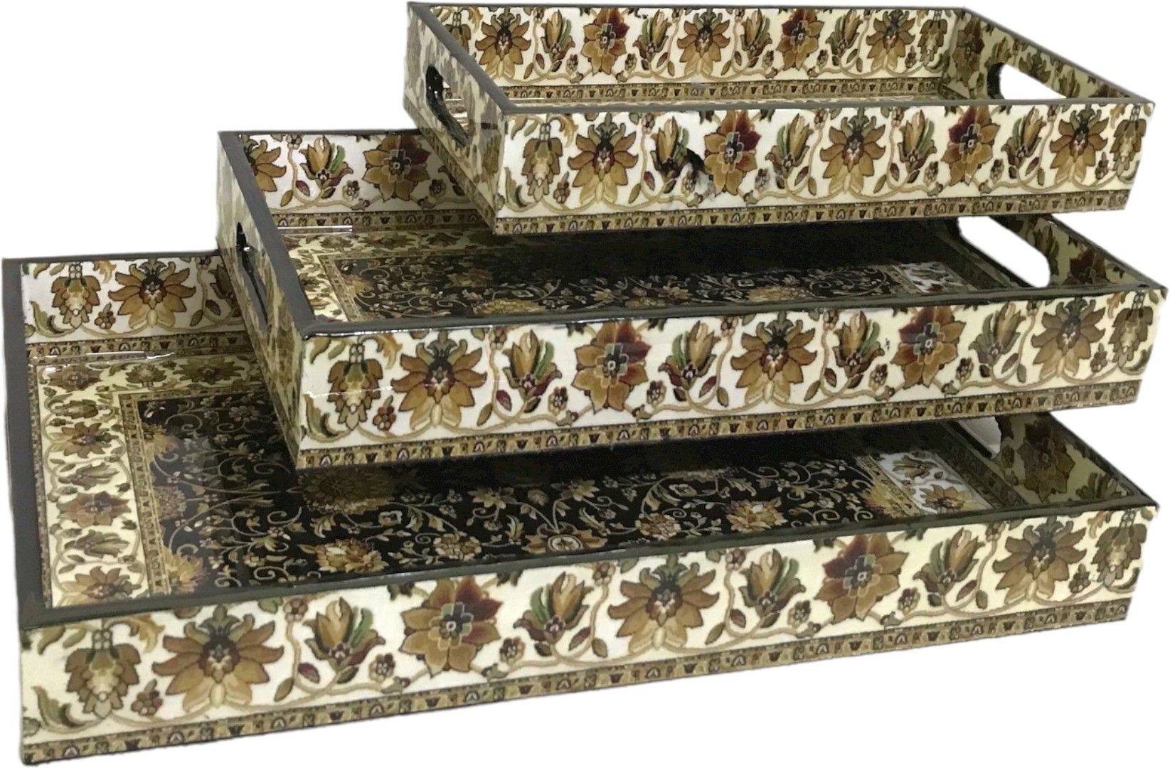 Wooden Designer Tray Set of 3 - Tray-image-2