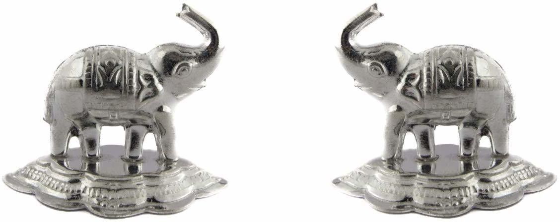 Pure Silver Hathi Idol for Puja (Small Elephant Upper soond) 2 pcs Decorative Showpiece-2.8 cm