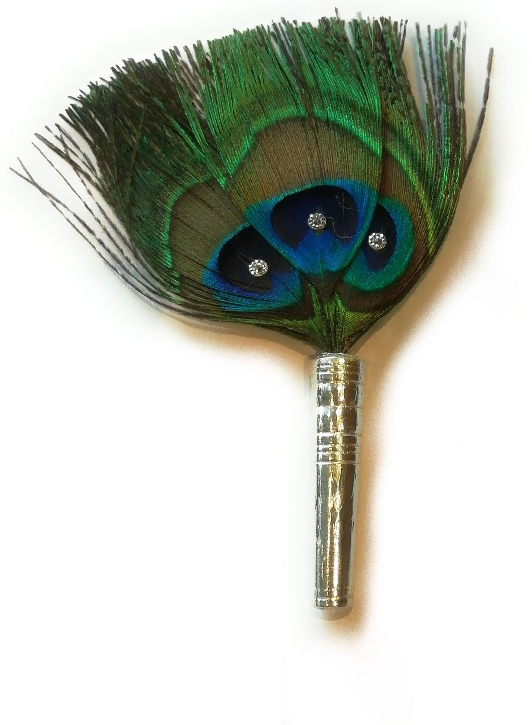 SJ Shree Jewellers Pure Silver Mor Pankh Peacock Feather for Puja Decorative Showpiece-13 cm