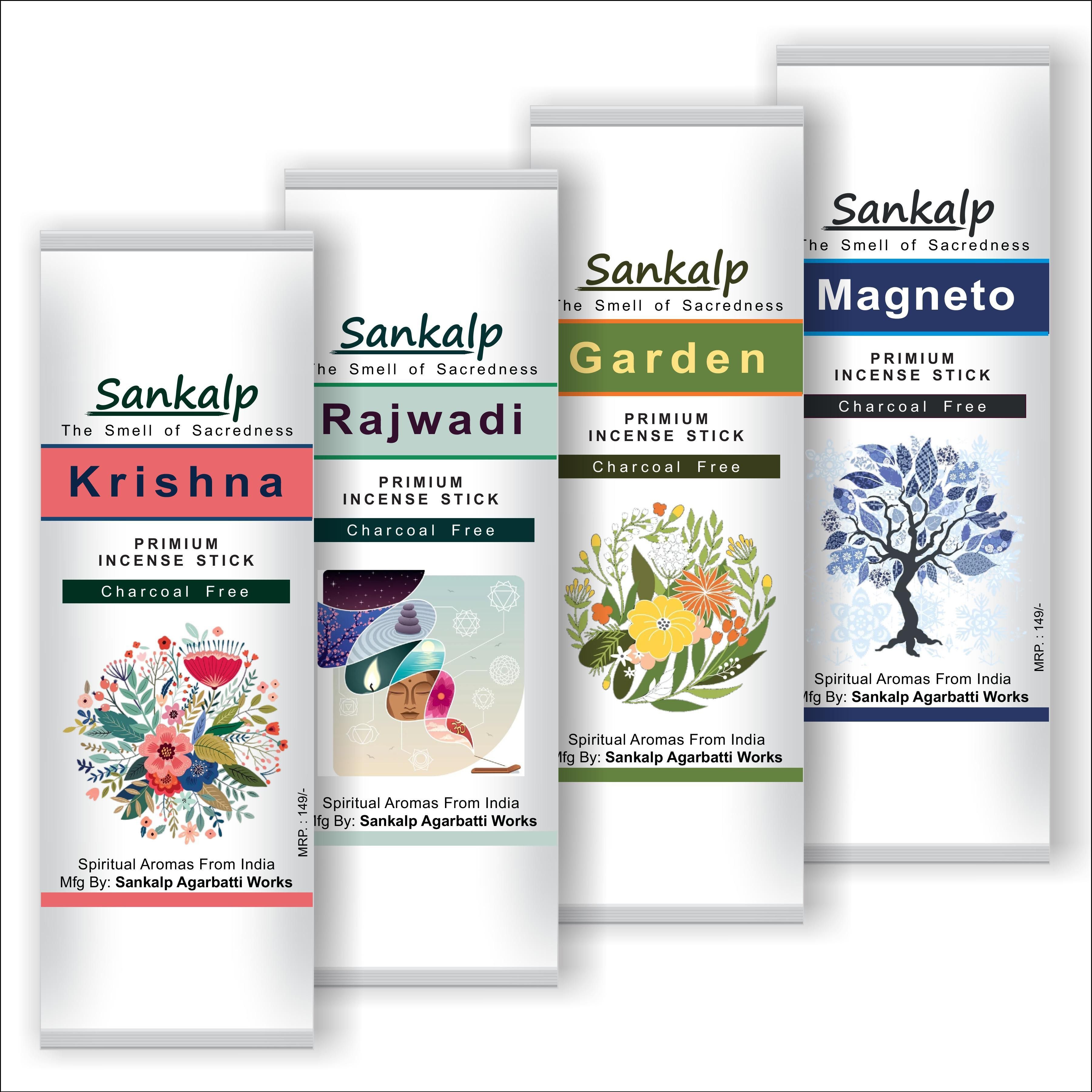 sankalp Krishna Rajwadi Garden Magneto Incense Sticks - Agarbatti | Pack of 4 x 100gm | Natural Fragrance-picture-2