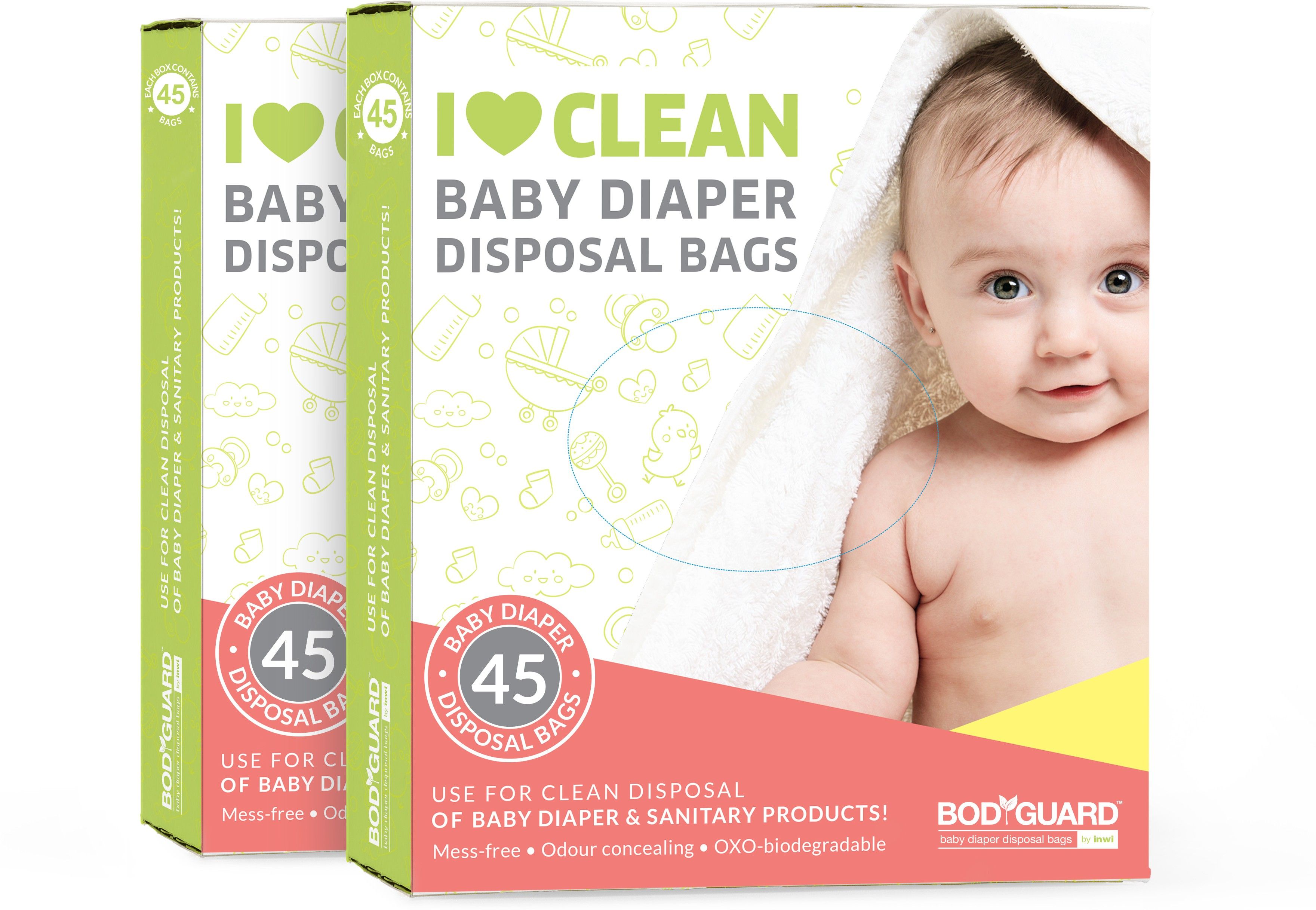 Baby Diaper Disposable Bag - 90 Bags (2 Pack - 45 Bag Each) | Oxo Biodegradable Disposal Bag