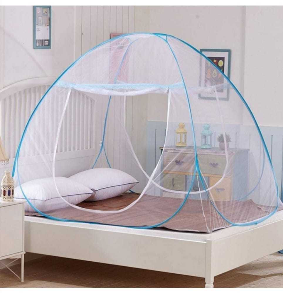 roxan Polyester Kids Washable Foldable Mosquito Net /Machhardani - Single Bed Mosquito Net (White, Blue) Mosquito Net image 1