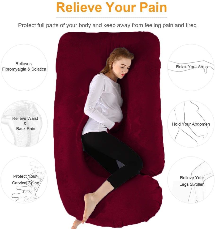 Luxurious Imported Velvet Microfibre Solid Pregnancy Pillow Pack of 1