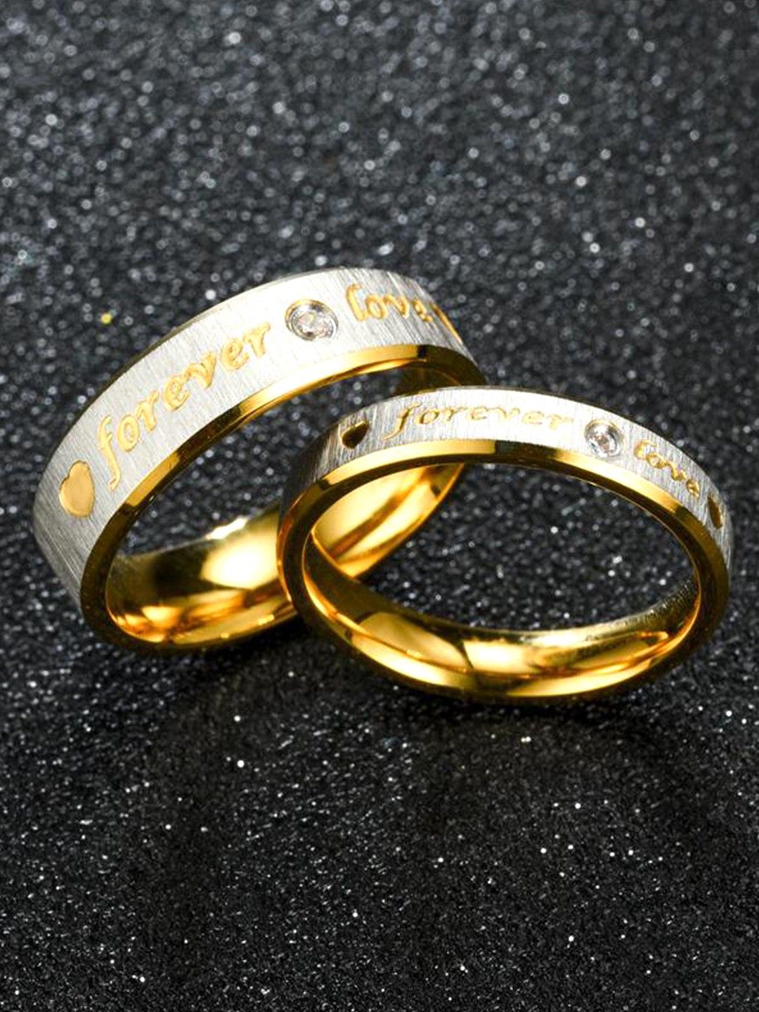 yellow chimes Stainless Steel Rhodium Plated Ring Set-picture-19