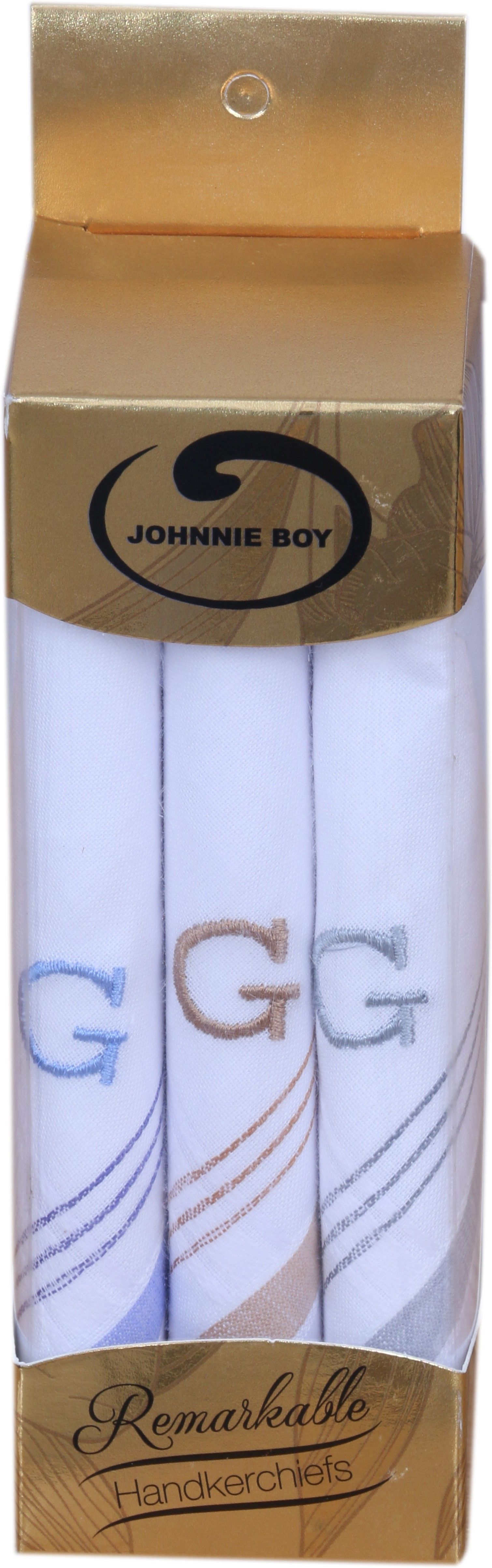 Johnnie Boy handkerchief for men & boys initials Pack of 3 G ["White"] Handkerchief-image-47