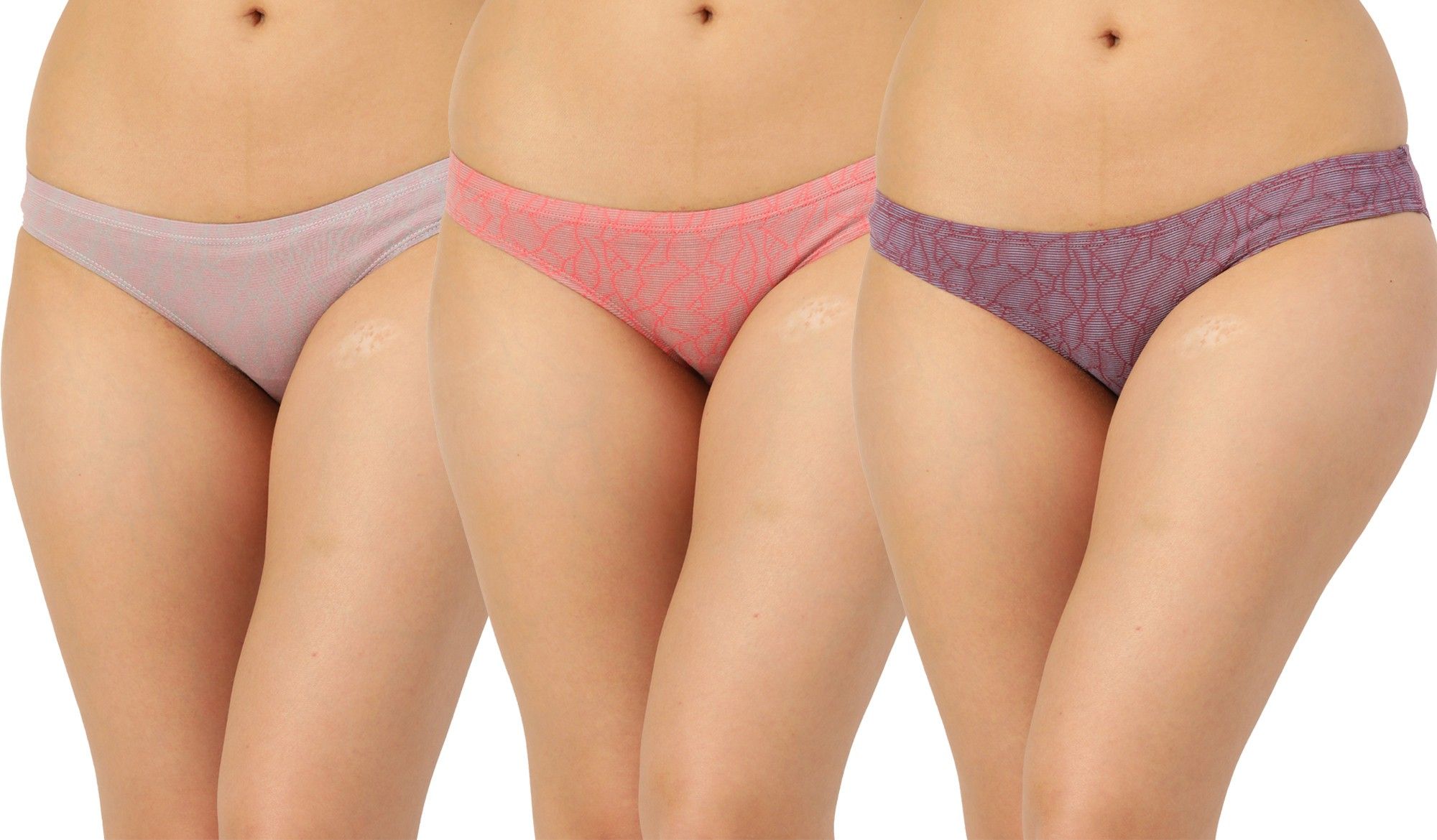 leading lady Pack of 3 Women Hipster Purple, Grey, Pink Panty-picture-41