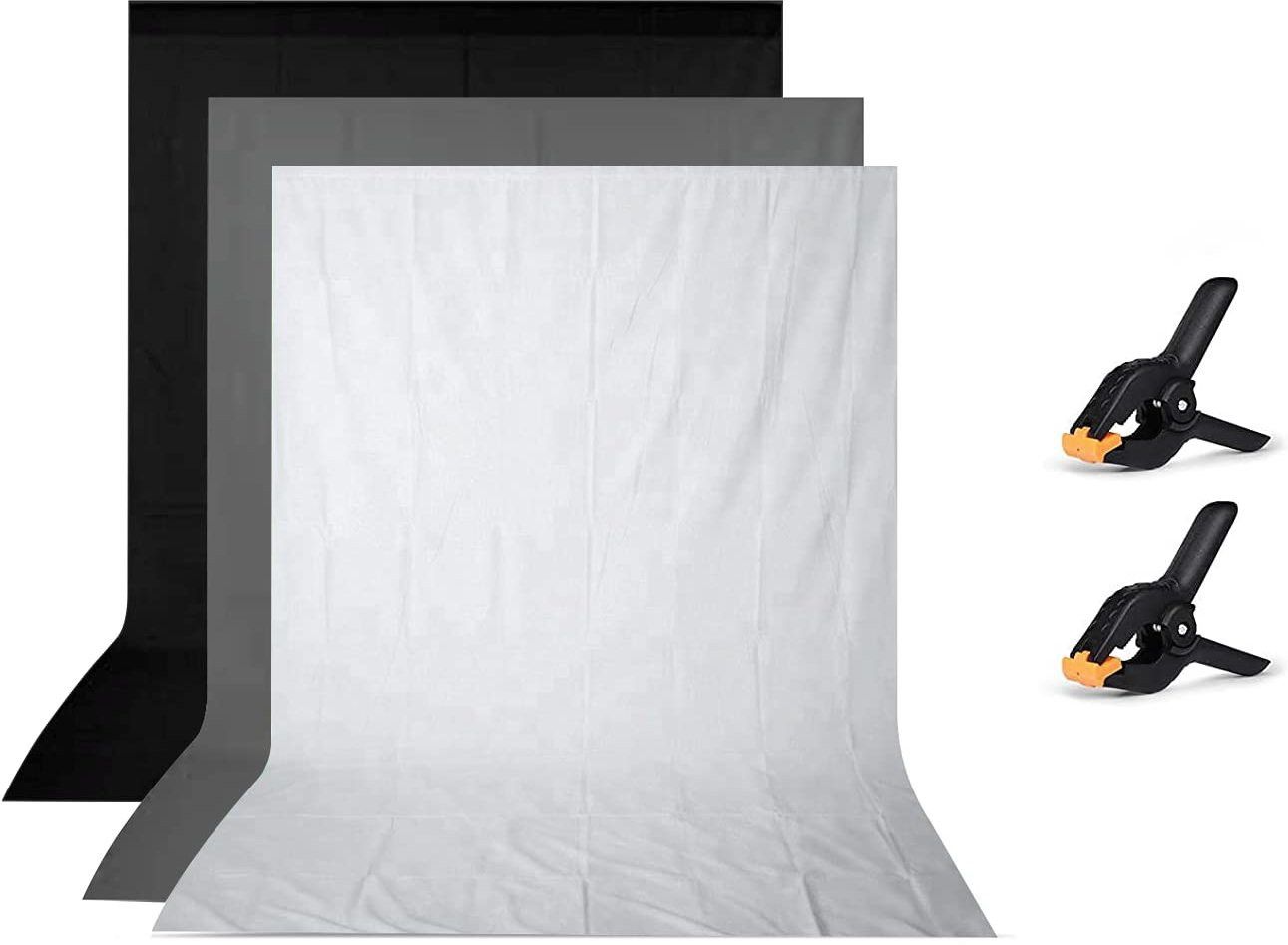 Hiffin ® 8x12 ft Black|White|Gray Screen, Photography Backdrop Background Black, White, Grey Reflector Umbrella