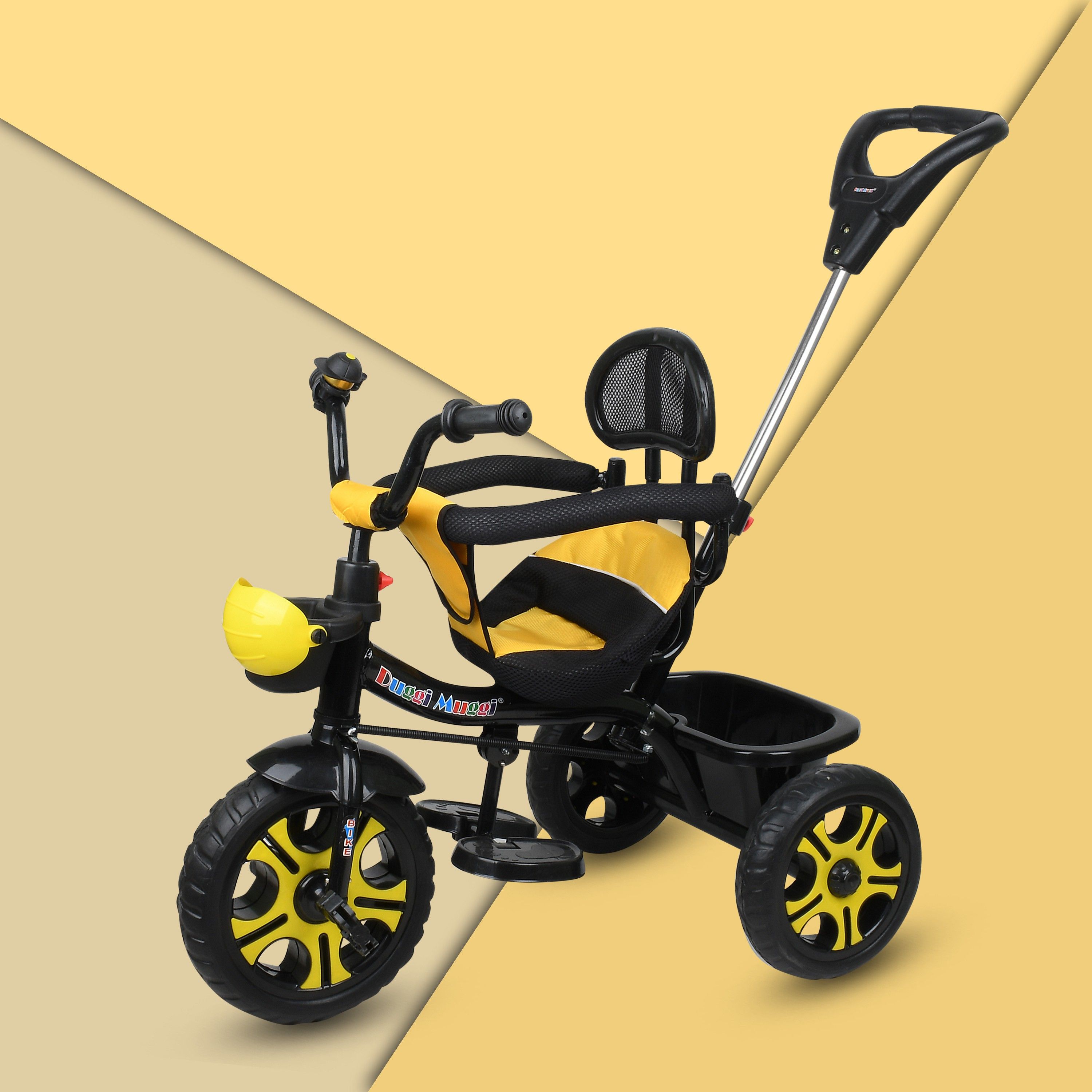 Parent Handle Tricycle With Soft Seat,Front-Back Basket,Safety Harness,Footrest KIDS BEST TRIKE FOR 1-4 YEARS BABY Tricycle-image-10