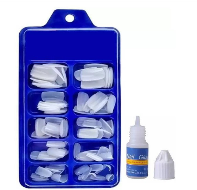 pohok Fake Acrylic Artificial Nails 100 Piece With 1 Nails Glue image 1