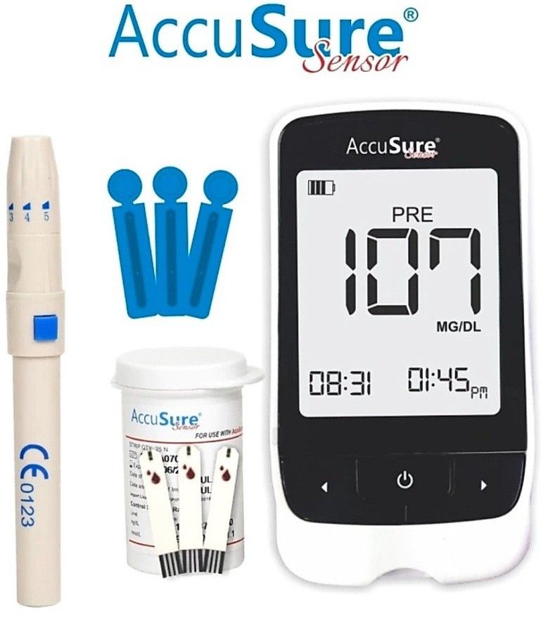 accusure Sensor with 100 Strips and Glucometer-picture-12