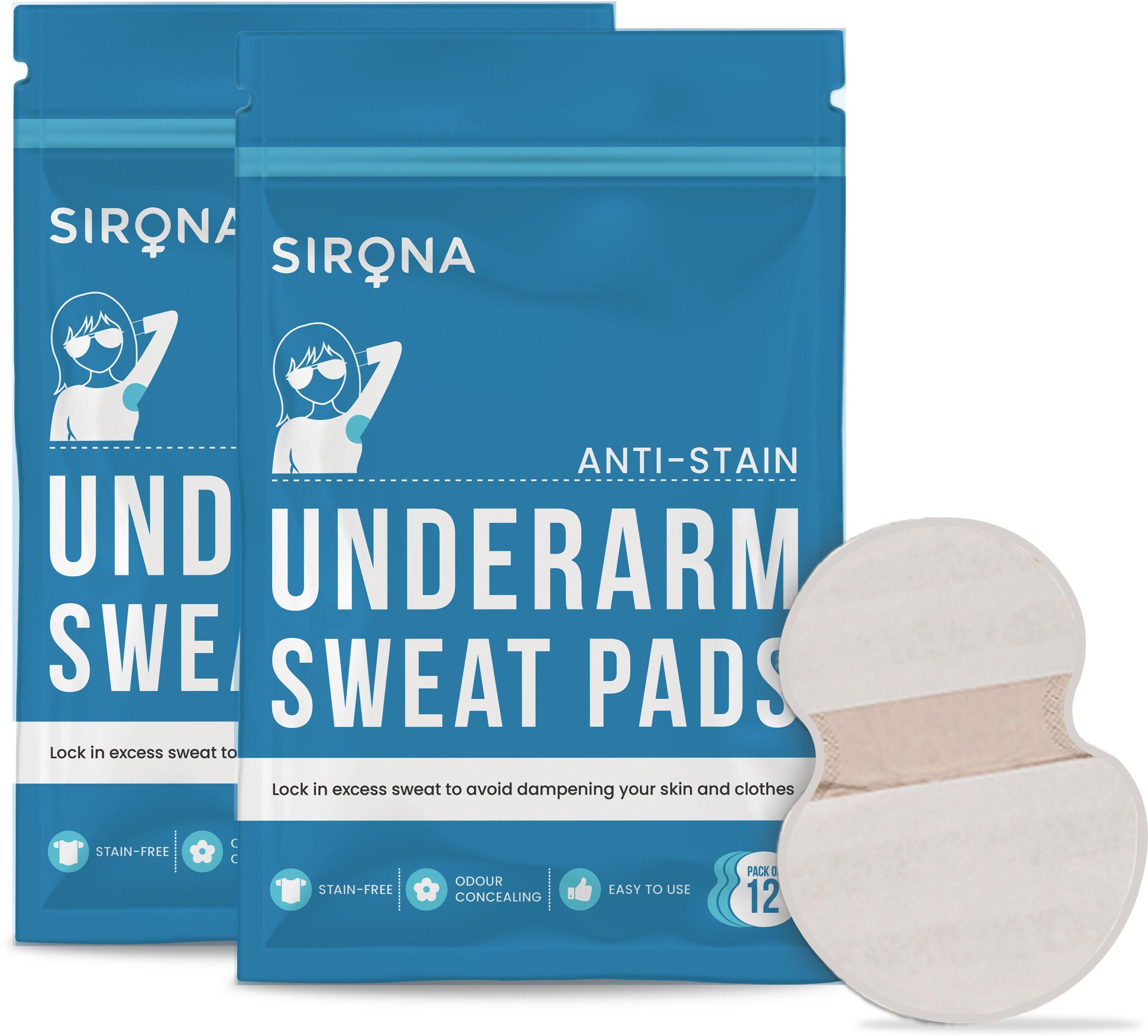 Under Arm Sweat Pads - 24 Pads (2 Pack - 12 Pads Each) Sweat Pads