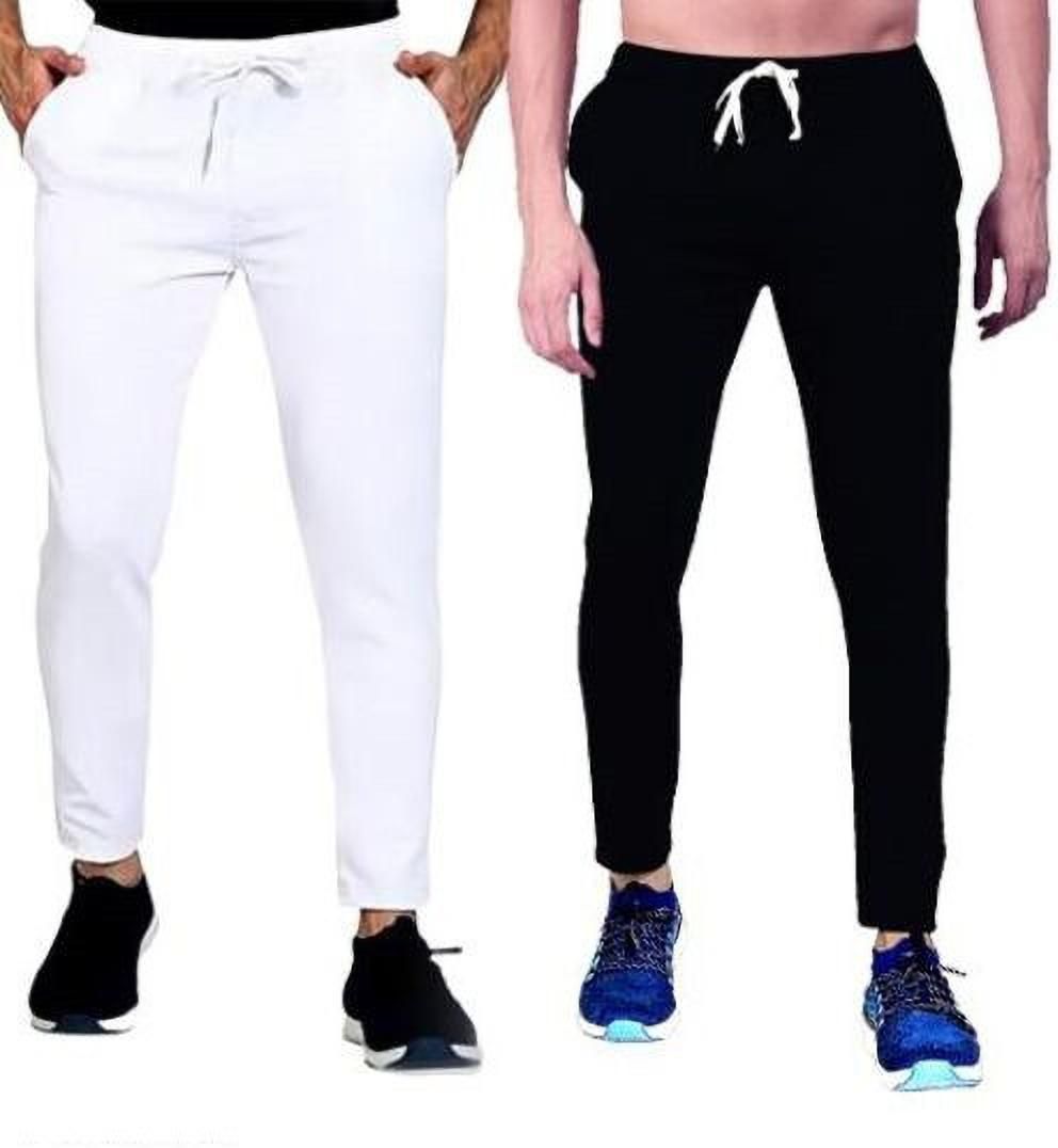 amfabrics Men Solid White, Black Track Pants-picture-24