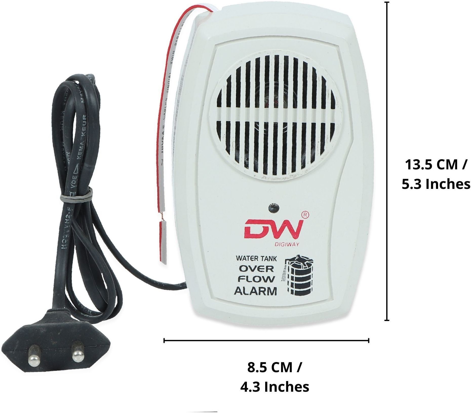 Digiway Water Tank Overflow Alarm Siren with Voice Sound with free water sensor - Cream Wired Sensor Security System