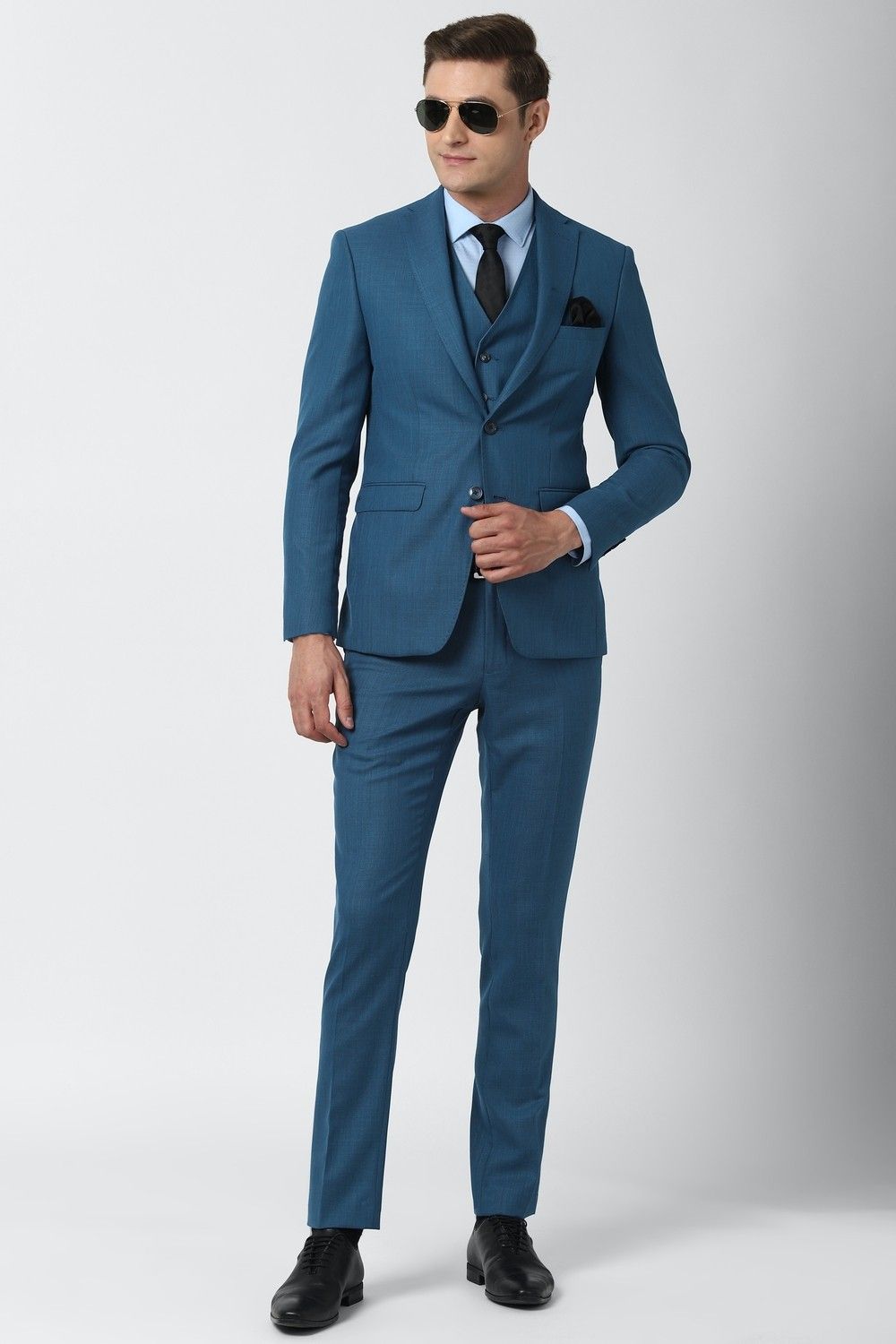peter england Men Single Breasted - 2 button Textured Suit-picture-28