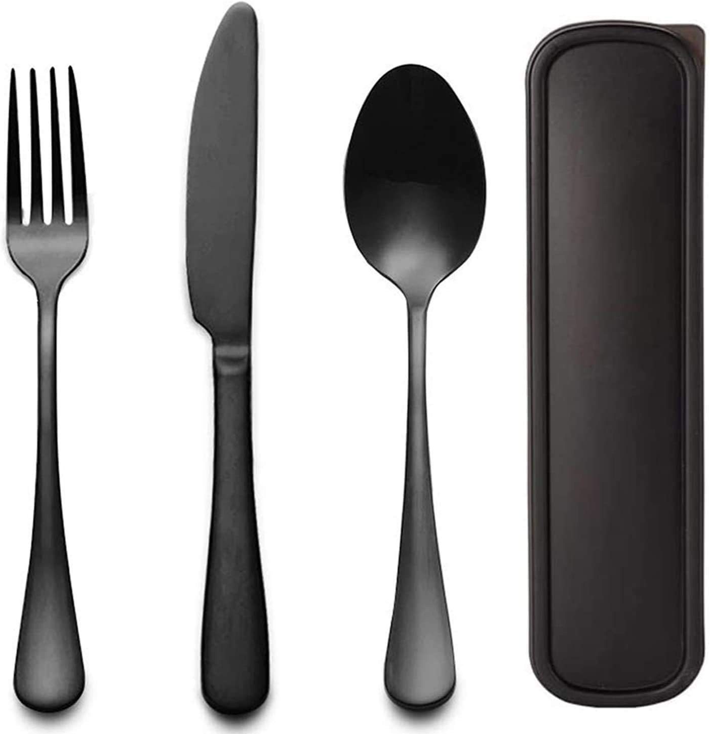 Portable Travel Utensils Set with Case Reusable Stainless Steel Cutlery Set Stainless Steel Cutlery Set