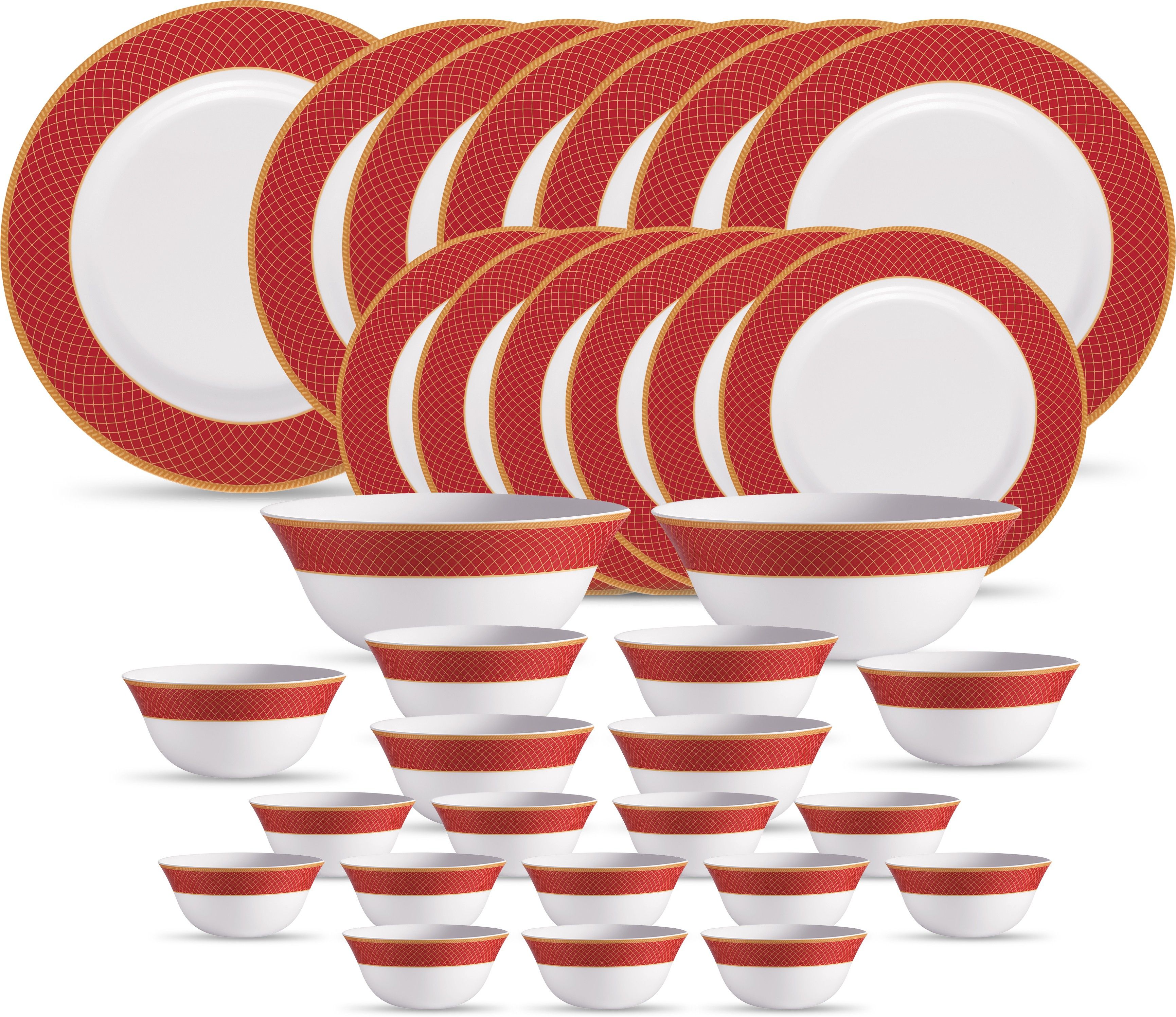 Pack of 33 Opalware Sovrana Regent Red Dinner Set-image-28