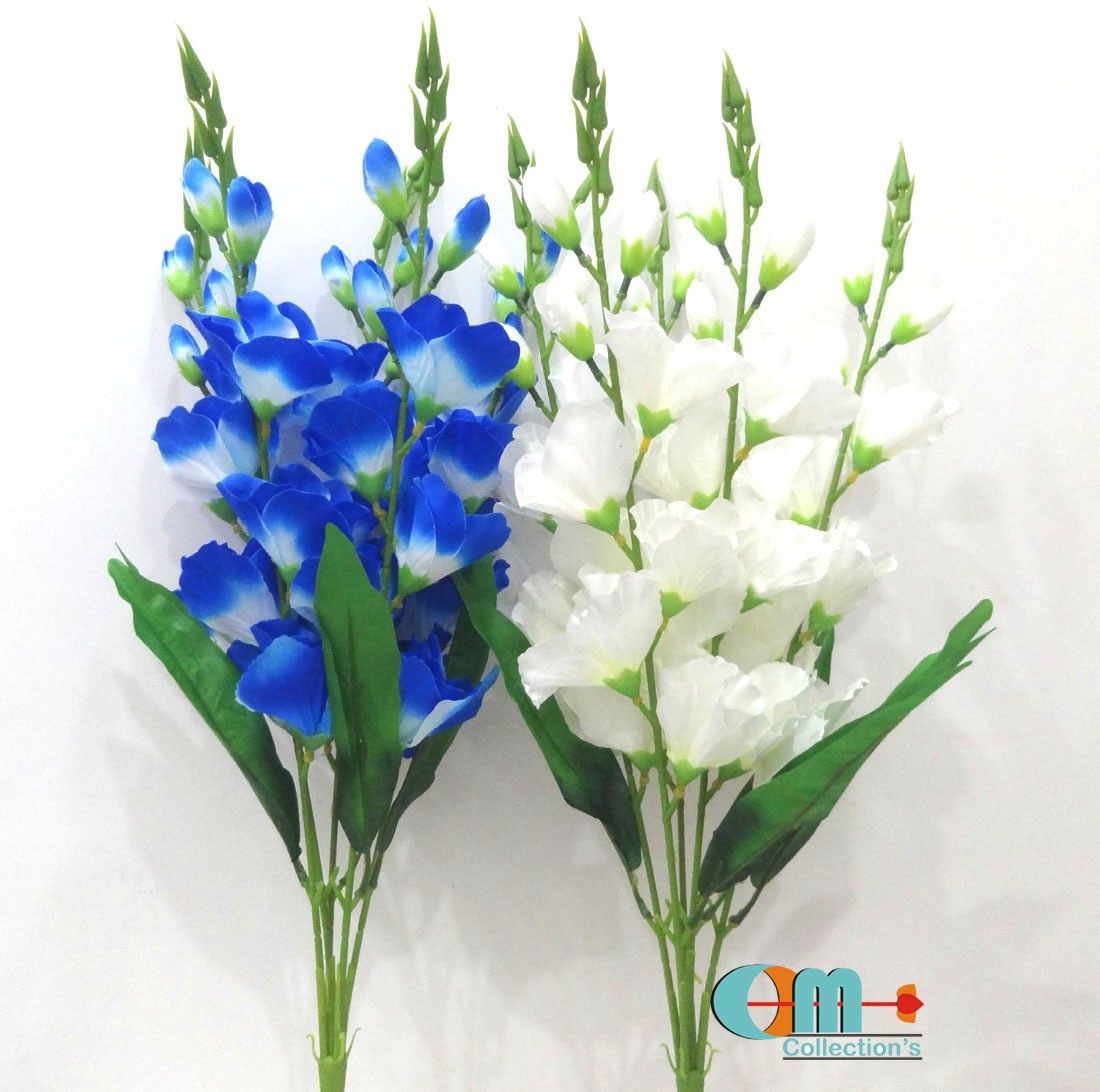 om collections Gladiolus Artificial Flower Blue, White Gladiolus Artificial Flower-picture-15