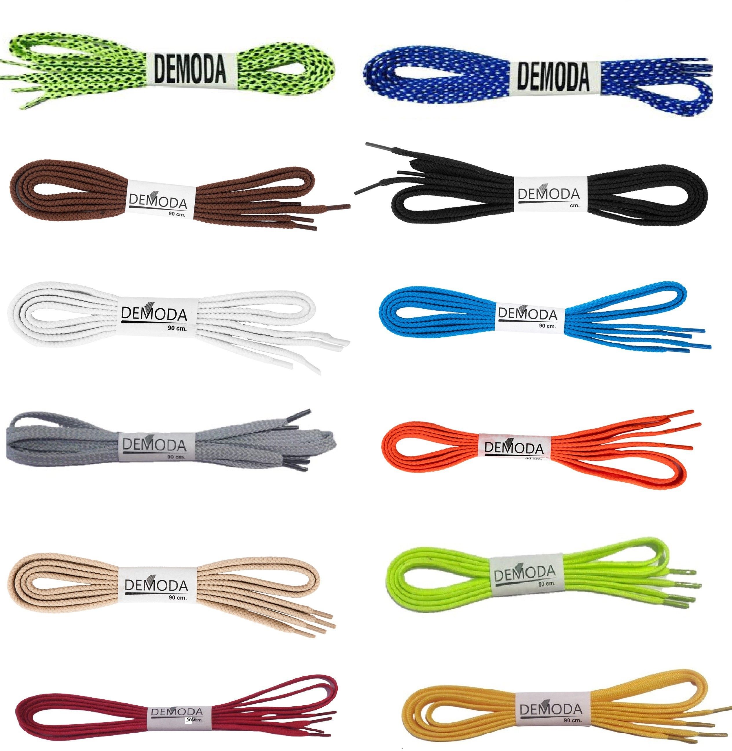 DE'MODA Flat (Pack of 12-Beige,Neongreen,Brown,Black,White,Grey,Blue,Orange,Red,Yellow,,Doublecoloe blue and green Shoe Lace-image-5