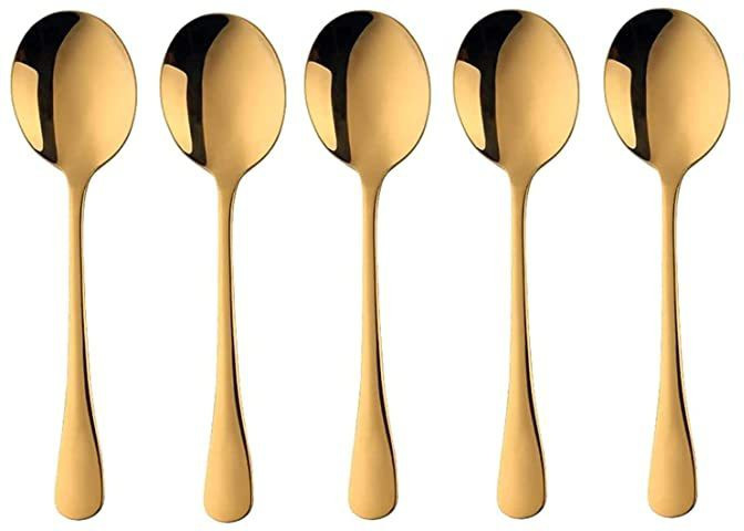yelona Y131-GOLDEN-Set Of 5 Stainless Steel Table Spoon Set image 1