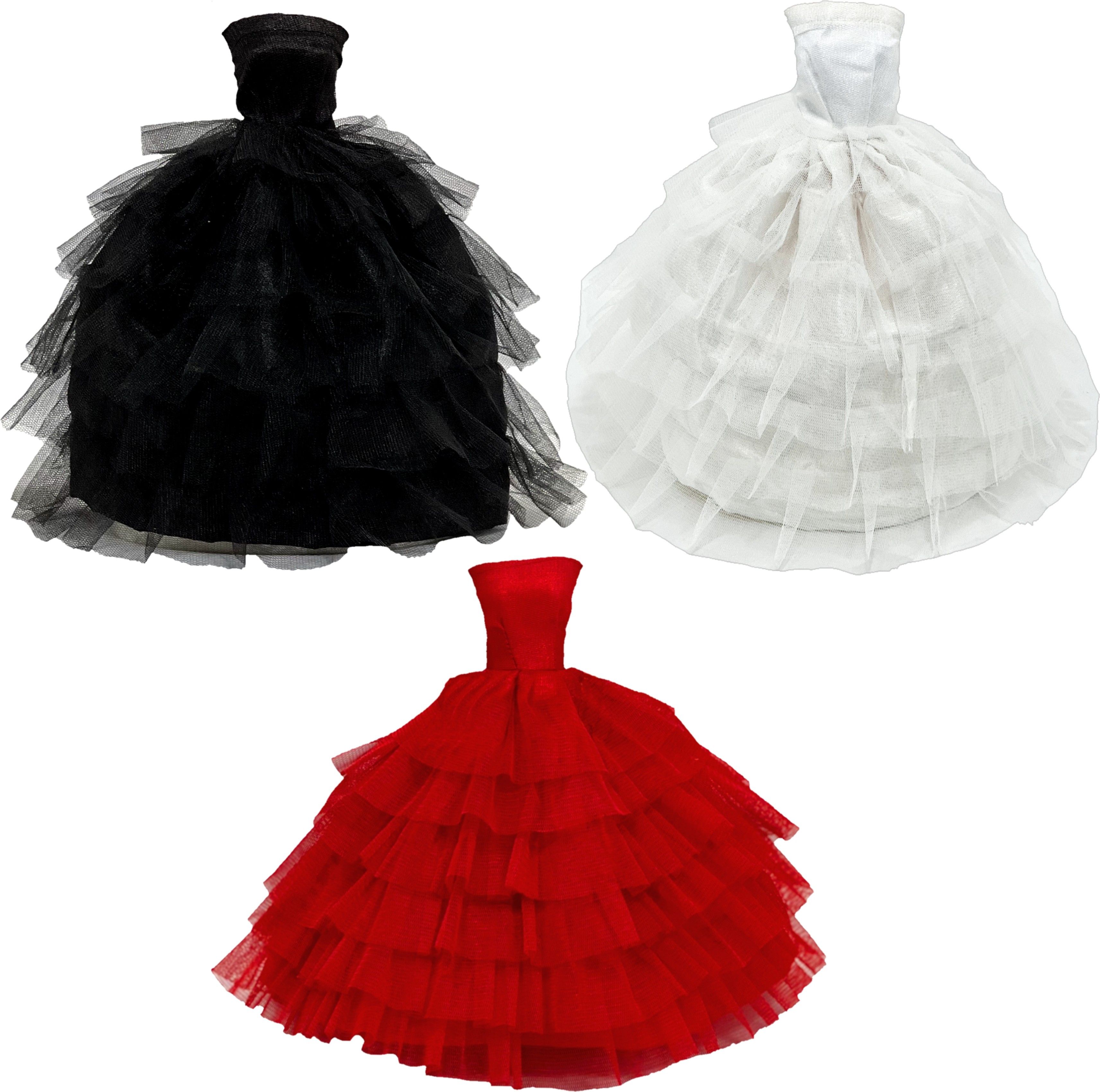 - Handmade Clothes Frock For Dolls [Pack of 3 - Black/White/Red]