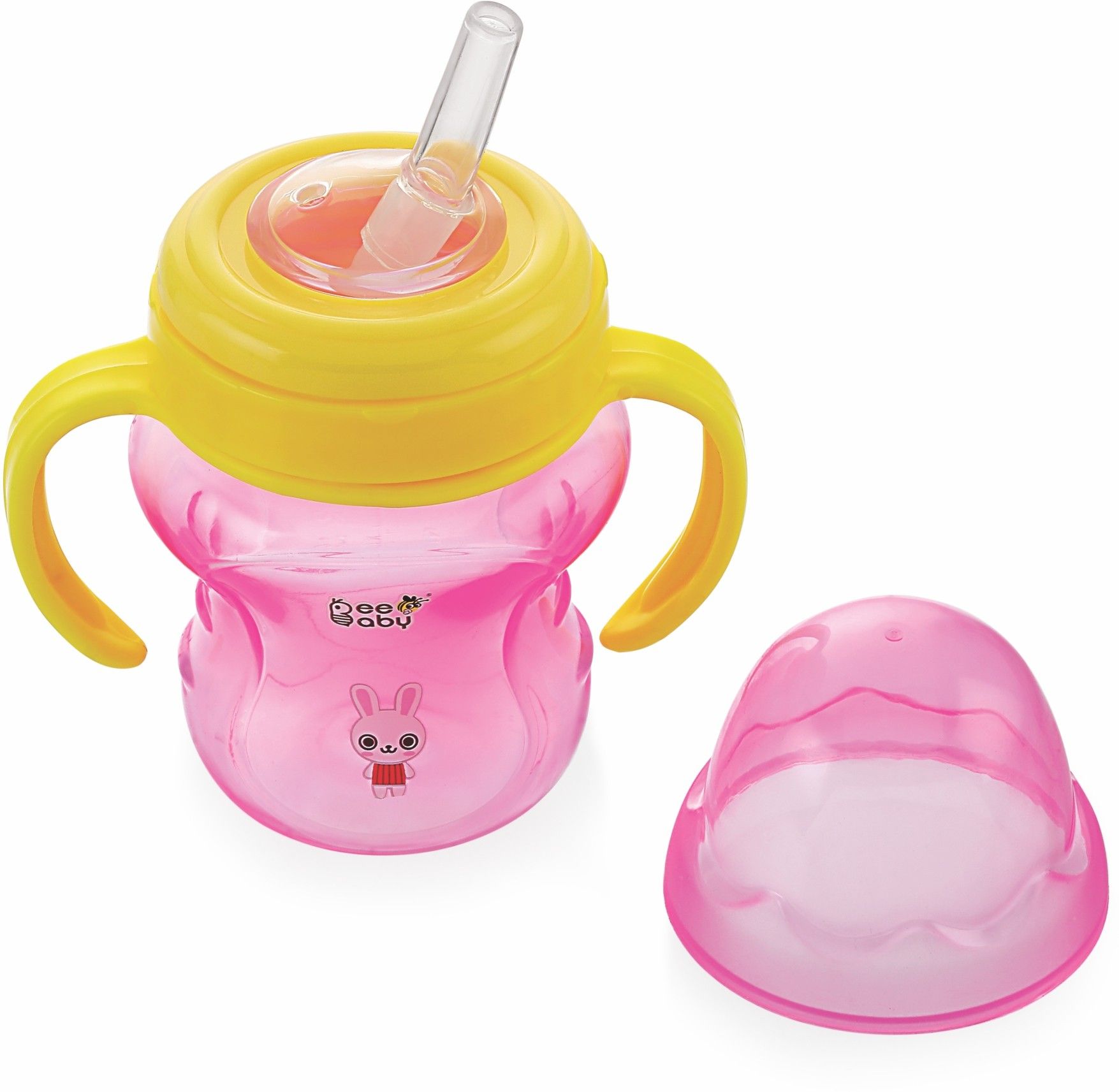 beebaby No-Spill Flex Straw Sippy / Sipper Cup with Detachable Handle. 150 ML. (Pink)-picture-12