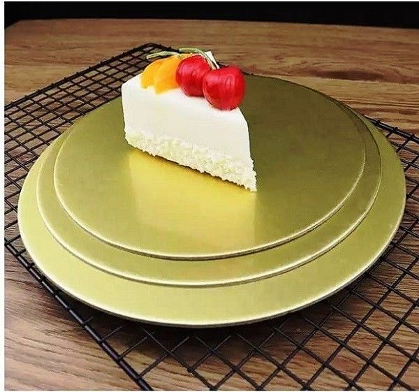 rvs fantastikitchen store 10 INCH Round Flower Cut Cake Board Paper Cake Server (Gold, Pack of 50) Paper Cake Server-picture-13