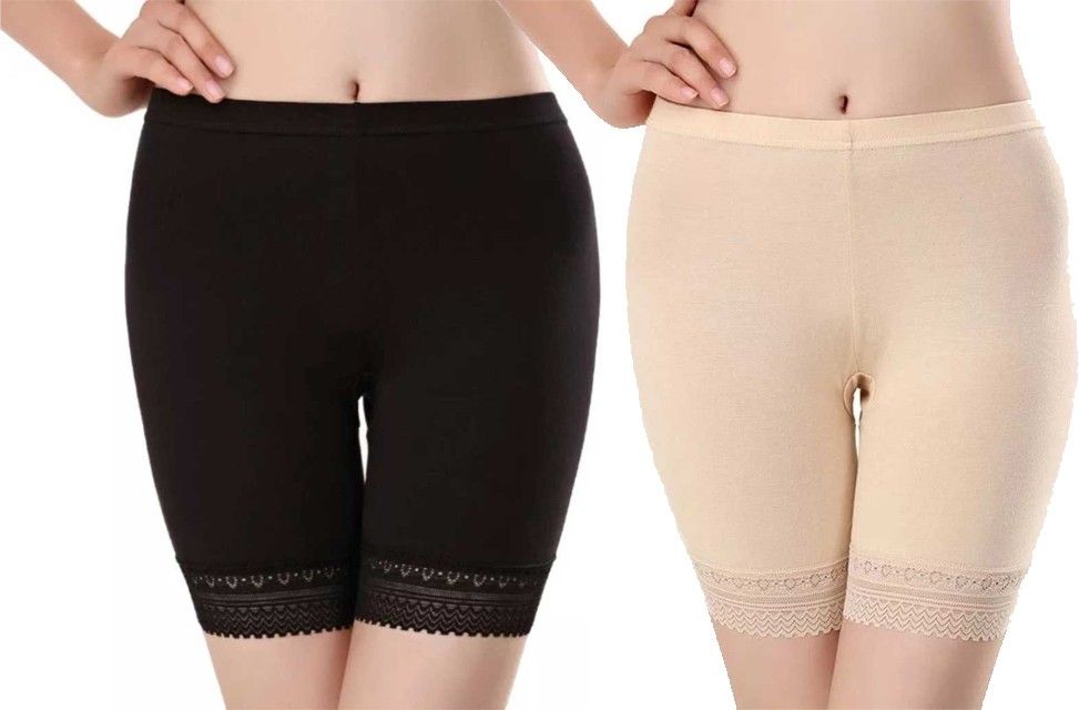 arsheen adore Pack of 2 Self Design Women Black Night Shorts, Regular Shorts-picture-12